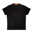 Tricou negru portocaliu din bumbac periat